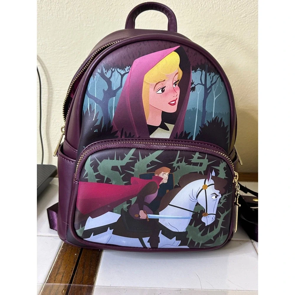 Loungefly Disney Sleeping Beauty Briar Rose Prince Phillip Mini Backpack Purple